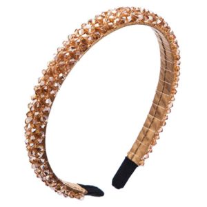 Handmade Fine-edged Fabric Headband Crystal Headband(Khaki) (OEM)