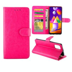 For Samsung Galaxy M31S Crazy Horse Texture Leather Horizontal Flip Protective Case with Holder & Card Slots & Wallet & Photo Frame(Magenta) (OEM)