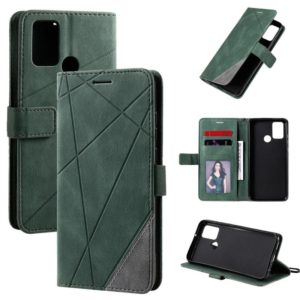 For Huawei Honor 9A Skin Feel Splicing Horizontal Flip Leather Case with Holder & Card Slots & Wallet & Photo Frame(Green) (OEM)