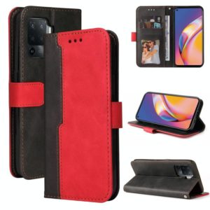 For OPPO A94 4G/F19 Pro/Reno5 F Business Stitching-Color Horizontal Flip PU Leather Case with Holder & Card Slots & Photo Frame & Lanyard(Red) (OEM)