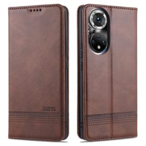 For Honor 50 AZNS Magnetic Calf Texture Horizontal Flip Leather Case with Card Slots & Holder & Wallet(Dark Brown) (AZNS) (OEM)