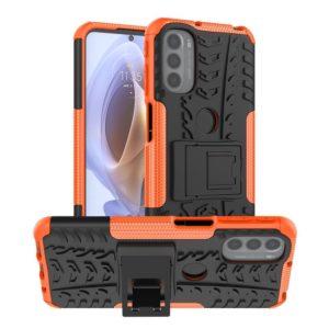 For Motorola Moto G31 / G41 Tire Texture TPU + PC Phone Case with Holder(Orange) (OEM)