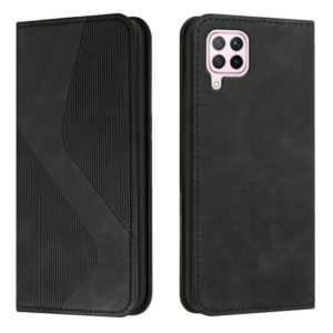 For Huawei P40 lite Skin Feel Magnetic S-type Solid Color Horizontal Flip Leather Case with Holder & Card Slot & Wallet(Black) (OEM)