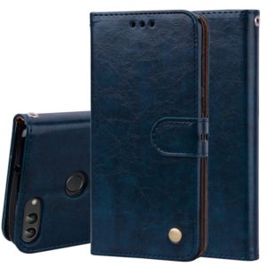 Business Style Oil Wax Texture Horizontal Flip Leather Case for Huawei P Smart / Enjoy 7S, with Holder & Card Slots & Wallet(Blue) (OEM)