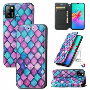 For Infinix Smart 5 Colorful Magnetic Horizontal Flip Leather Phone Case with Holder & Card Slot & Wallet(Purple Scales) (OEM)