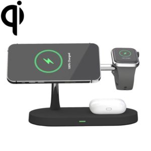 X452 3 in 1 Multifunctional 15W Wireless Charger with Night Light Function(Black) (OEM)