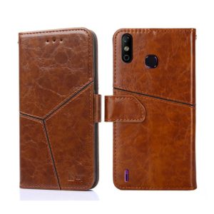 For Infinix Smart 4 X653 Geometric Stitching Horizontal Flip Leather Phone Case(Light Brown) (OEM)