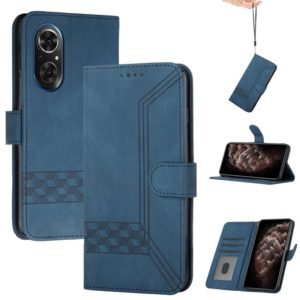 For Honor 50 Pro Cubic Skin Feel Flip Leather Phone Case(Royal Blue) (OEM)