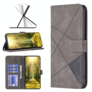 For Sony Xperia 10 III BF05 Magnetic Buckle Rhombus Texture Leather Phone Case(Grey) (OEM)