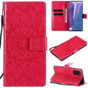 For Samsung Galaxy Note20 5G Sun Embossing Pattern Horizontal Flip Leather Case with Card Slot & Holder & Wallet & Lanyard(Red) (OEM)