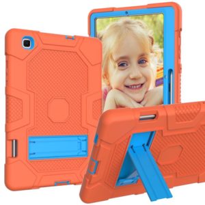 For Samsung Galaxy Tab S6 Lite P610 Contrast Color Robot Shockproof Silicone + PC Protective Case with Holder (Orange Blue) (OEM)