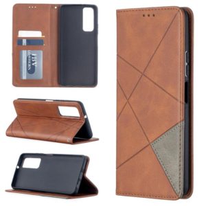 For Huawei P smart 2021 / Y7a Prismatic Invisible Magnetic Horizontal Flip Leather Case with Holder & Card Slots & Photo Frame(Brown) (OEM)