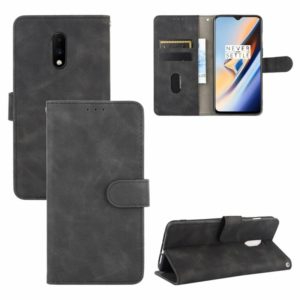 For OnePlus 7 Solid Color Skin Feel Magnetic Buckle Horizontal Flip Calf Texture PU Leather Case with Holder & Card Slots & Wallet(Black) (OEM)