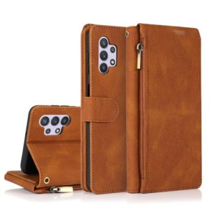 For Samsung Galaxy A32 5G Skin-feel Crazy Horse Texture Zipper Wallet Bag Horizontal Flip Leather Case with Holder & Card Slots & Wallet & Lanyard(Brown) (OEM)