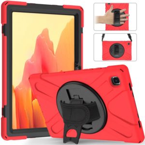 For Samsung Galaxy Tab A7 10.4 2020 T500 / T505 Shockproof Colorful Silicone + PC Protective Case with Holder & Shoulder Strap & Hand Strap(Red) (OEM)