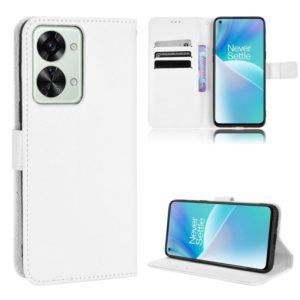 For OnePlus Nord 2T Diamond Texture Leather Phone Case(White) (OEM)