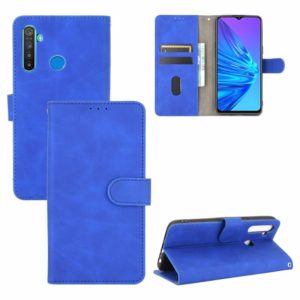 For OPPO Realme 5 / Realme 5s Solid Color Skin Feel Magnetic Buckle Horizontal Flip Calf Texture PU Leather Case with Holder & Card Slots & Wallet(Blue) (OEM)