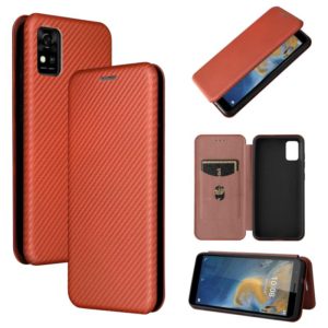 For ZTE Blade A31 Carbon Fiber Texture Horizontal Flip TPU + PC + PU Leather Case with Card Slot(Brown) (OEM)