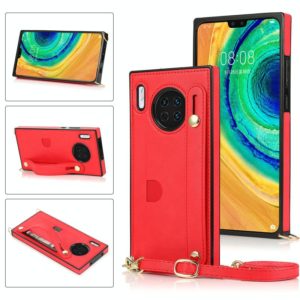For Huawei Mate 30 Wrist Strap PU+TPU Shockproof Protective Case with Crossbody Lanyard & Holder & Card Slot(Red) (OEM)
