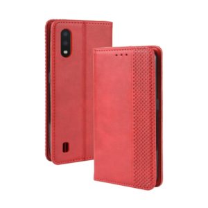 For Galaxy A01 Magnetic Buckle Retro Crazy Horse Texture Horizontal Flip Leather Case with Holder & Card Slots & Photo Frame(Red) (OEM)