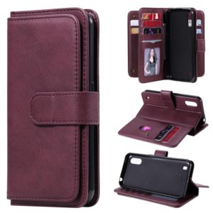 For Samsung Galaxy M01 Multifunctional Magnetic Copper Buckle Horizontal Flip Solid Color Leather Case with 10 Card Slots & Wallet & Holder & Photo Frame(Wine Red) (OEM)