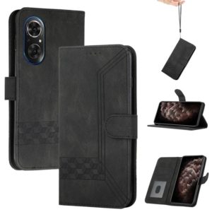 For Honor 50 Pro Cubic Skin Feel Flip Leather Phone Case(Black) (OEM)