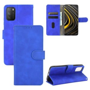 For Xiaomi Poco M3 Solid Color Skin Feel Magnetic Buckle Horizontal Flip Calf Texture PU Leather Case with Holder & Card Slots & Wallet(Blue) (OEM)