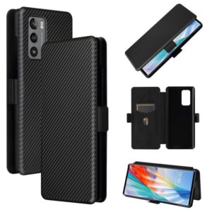 For LG Wing 5G with Buckle Carbon Fiber Texture Horizontal Flip TPU + PC + PU Leather Case with Card Slot(Black) (OEM)