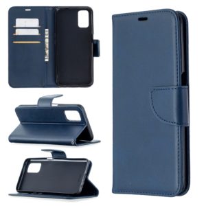 For Oppo A72 / A52 / A92 Retro Lambskin Texture Pure Color Horizontal Flip PU Leather Case with Holder & Card Slots & Wallet & Lanyard(Blue) (OEM)