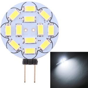 G4 12 LEDs SMD 5730 360LM 6000-6500K Round Shape Stepless Dimming Energy Saving Light Pin Base Lamp Bulb, DC 12V(White Light) (OEM)