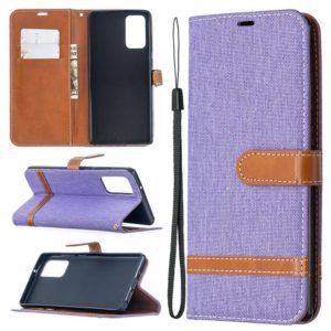 For Samsung Galaxy Note20 Color Matching Denim Texture Horizontal Flip Leather Case with Holder & Card Slots & Wallet & Lanyard(Purple) (OEM)
