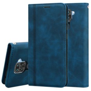 For Xiaomi Redmi Note 9 / Redmi 10X 4G Frosted Business Magnetic Horizontal Flip PU Leather Case with Holder & Card Slot & Lanyard(Blue) (OEM)
