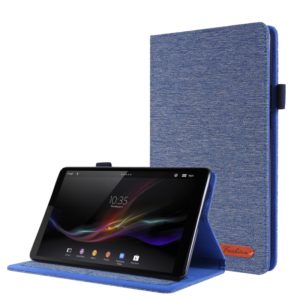 For Lenovo Tab M8 Horizontal Flip TPU + Fabric PU Leather Protective Case with Name Card Clip(Dark Blue) (OEM)