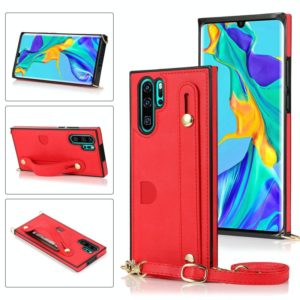 For Huawei P30 Pro Wrist Strap PU+TPU Shockproof Protective Case with Crossbody Lanyard & Holder & Card Slot(Red) (OEM)