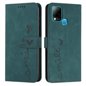 For Infinix Hot 10s Skin Feel Heart Pattern Leather Phone Case(Green) (OEM)