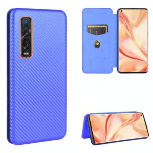For OPPO Find X2 Pro Carbon Fiber Texture Horizontal Flip TPU + PC + PU Leather Case with Card Slot(Blue) (OEM)
