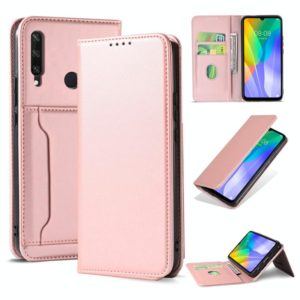For Huawei Y6P Strong Magnetism Liquid Feel Horizontal Flip Leather Case with Holder & Card Slots & Wallet(Rose Gold) (OEM)