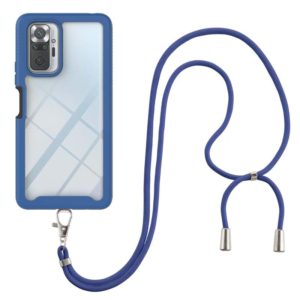 For Xiaomi Redmi Note 10 Pro / Redmi Note 10 Pro Max Starry Sky Solid Color Series Shockproof PC + TPU Protective Case with Neck Strap(Blue) (OEM)