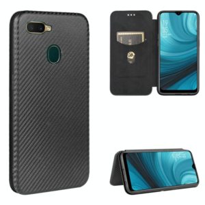 For OPPO A7(AX7) / A5s / AX5s / A12 Carbon Fiber Texture Horizontal Flip TPU + PC + PU Leather Case with Card Slot(Black) (OEM)
