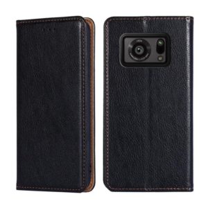 For Sharp Aquos R6 Gloss Oil Solid Color Magnetic Leather Phone Case(Black) (OEM)