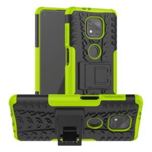 For Motorola Moto G Power (2021) Tire Texture Shockproof TPU+PC Protective Case with Holder(Green) (OEM)