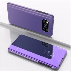 For Xiaomi Poco X3 NFC Plated Mirror Horizontal Flip Leather Case with Holder(Purple Blue) (OEM)