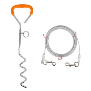 Outdoor Pet Leash Stainless Steel Ground Nail Fixing Bolt, Specification： Upgrade + Wire Rope (OEM)