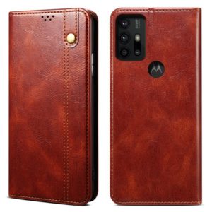 For Motorola Moto G30 Simple Wax Crazy Horse Texture Horizontal Flip Leather Case with Card Slots & Wallet(Brown) (OEM)