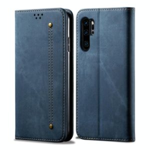 For Huawei P30 Pro Denim Texture Casual Style Horizontal Flip Leather Case with Holder & Card Slots & Wallet(Blue) (OEM)