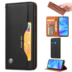 For Huawei Y7P 2020/P40 lite E Knead Skin Texture Horizontal Flip Leather Case , with Photo Frame & Holder & Card Slots & Wallet(Black) (OEM)
