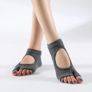 2 Pair Two-Toed Yoga Socks Clogs Socks Non-Slip Sports Cotton Socks, Size: One Size(Dark Gray) (OEM)