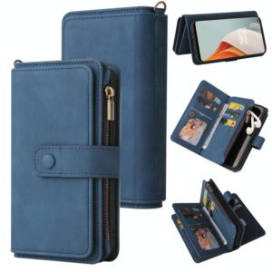 For OnePlus Nord N100 5G Skin Feel PU + TPU Horizontal Flip Leather Case With Holder & 15 Cards Slot & Wallet & Zipper Pocket & Lanyard(Blue) (OEM)