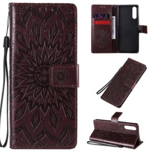 For Sony Xperia 10 II Embossed Sunflower Pattern Horizontal Flip PU Leather Case with Holder & Card Slots & Wallet & Lanyard(Brown) (OEM)