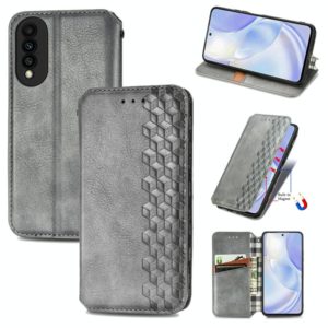 For Huawei nova 8 SE Youth Cubic Grid Pressed Horizontal Flip Magnetic PU Leather Case with Holder & Card Slots & Wallet(Grey) (OEM)